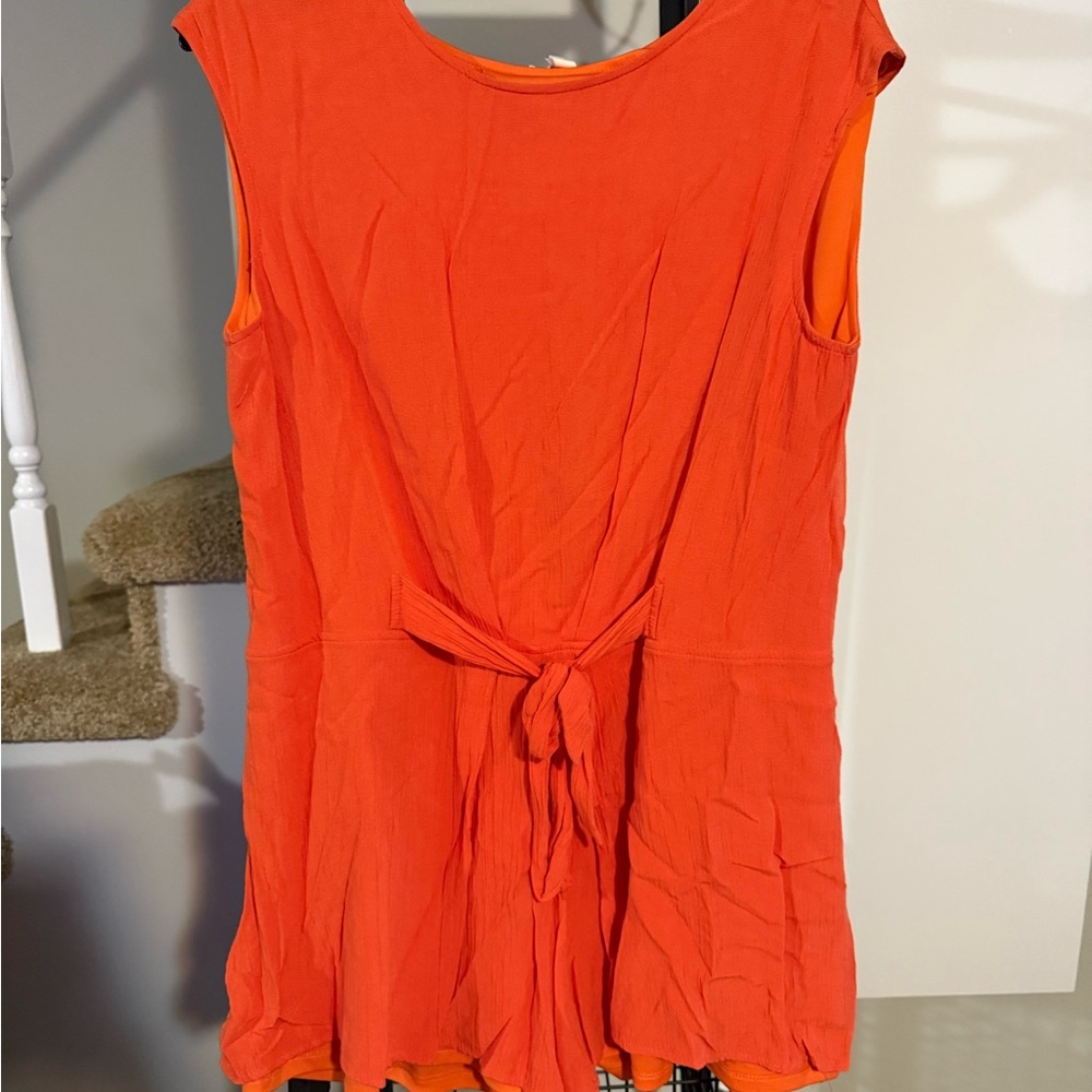 Orange Tie Front Romper